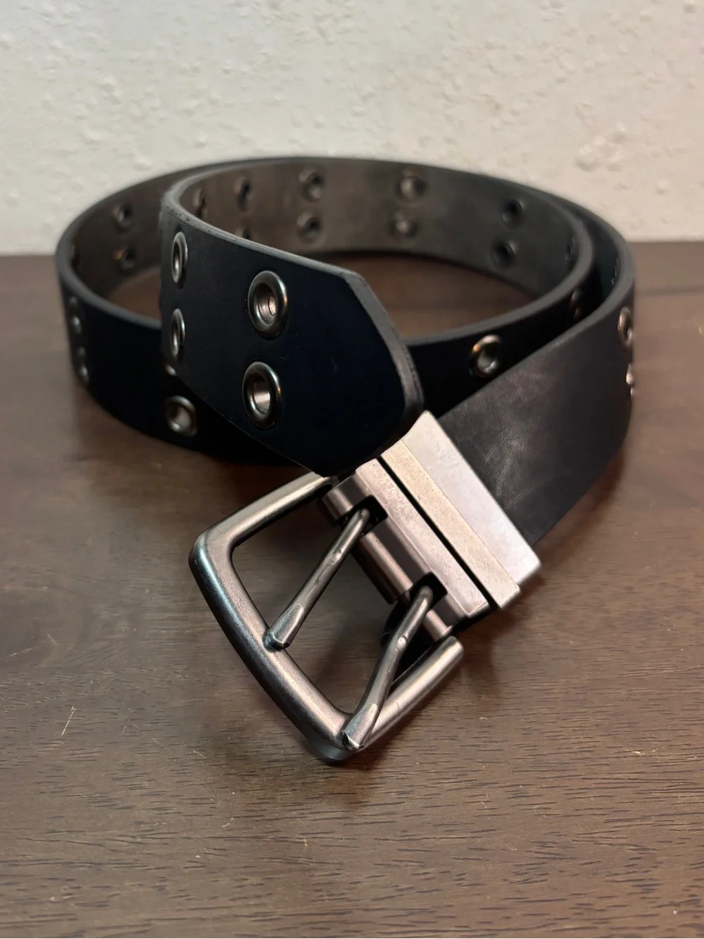 Classic Men's Black Grommet Leather Belt